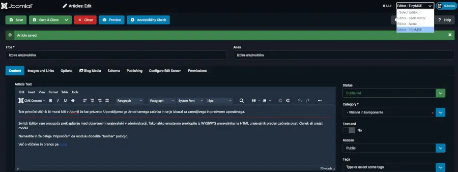 Preklop med urejevalniki