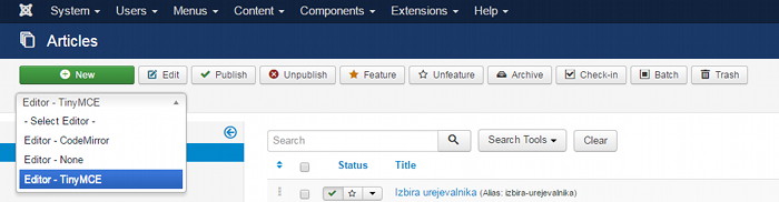 Preklop med urejevalniki